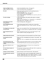 Page 6464
Appendix
 Image is Left/Right reversed
  Image is Top/Bottom reversed–  Check the Ceiling/Rear function. (See page 50.)
–  Check the Ceiling function. (See page 50.)
 No sound–  Check audio cable connections from the audio input source.
–  Adjust the audio source.
–  Press the VOLUME + button. (See page 24.)
–  Press the MUTE button. (See page 24.)
–  Is  the  image  projected?  You  will  hear  the  sound  only  when  the 
image is projected.
  The color is strange.– 
Check the Input signal, color...