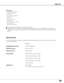 Page 6969
Appendix
Model No.
COMPONENT-VGA Cable : POA-CA-COMPVGA
SCART-VGA Cable : POA-CA-SCART
VGA-Cable (10 m) : KA-MC-DB10
Ceiling Hanger :POA-CHS-US01 (for low ceiling)
POA-CHL-UL01 (for high ceiling)
POA-CHS-US02 (for low ceiling)
POA-CHL-UL02 (for high ceiling)  
POA-CHB-XU70
USB Memory  :POA-USB02
The parts listed below are optionally available. When ordering those par\
ts, specify the item name and Model
No. to the sales dealer.
Optional Parts
Accessories
Owner’s Manual (CD-ROM)
Quick Reference Guide...