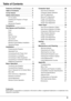 Page 3Table of Contents
3
Trademarks
Each name of corporations or products in this book is either a registered trademark or a trademark of its 
respective corporation.
Features and Design  .  .  .  .  .  .  .  .  .  .  .  . .2
Table of Contents  .
  .  .  .  .  .  .  .  .  .  .  .  .  .  . .3
To the Owner  .
  .  .  .  .  .  .  .  .  .  .  .  .  .  .  .  .  .  .  .4
Safety Instructions  .
  .  .  .  .  .  .  .  .  .  .  .  .  . .5
Air Circulation  6
Installing the Projector in Proper   
Position  6
Moving the...