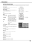 Page 43
4

Input	Source	Information	Display
The Information Menu is used for checking the status of the image signal being projected and the operation of the projecto\
r.
Video or S-videoA color system of the connected video signal is displayed from among PAL, SECAM, NTSC, NTSC4.43, PAL-M, and PAL-N.
Signal
Component
H-sync freq .
V-sync freq .
Lamp time
Information Menu
A system mode of the connected video signal is displayed from among 480i, 480p, 575i, 575p, 720p, 1080i and 1080p.
HDMIA system mode of...