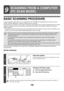 Page 349126
BASIC SCANNING PROCEDURE
You can install the scanner driver on your computer from the CD-ROM that accompanies the machine, and use a 
TWAIN
* compliant application to execute scanning from your computer.
Scanning from your computer is most useful for scanning a single original such as a photo, particularly when you want to 
adjust scan settings as you scan. By contrast, scanning at the machine is most useful for continuous scanning of 
multiple originals.
* An interface standard used for scanners and...