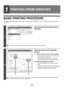 Page 3616
BASIC PRINTING PROCEDURE
The following example explains how to print a document from WordPad, which is a standard accessory program in 
Windows.
1
PRINTING FROM WINDOWS
1
Select [Print] from the [File] menu of 
WordPad.
The menu used to execute printing may vary depending on the software application.
2
Open the printer driver properties 
window.
(1) Select the printer driver of the machine.
 If the printer drivers appear as icons, click the icon 
of the printer driver to be used.
 If the printer...