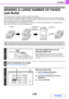 Page 4324-88
FACSIMILE
Contents
SENDING A LARGE NUMBER OF PAGES 
(Job Build)
This function requires the automatic document feeder to be installed.
This function lets you separate an original consisting of numerous pages into sets, scan each set using the automatic 
document feeder, and transmit the pages in a single transmission. Use this function when there are more original pages 
than can be placed at once in the auto document feeder.
When scanning originals that are separated into sets, scan the set that has...