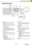 Page 491-8
BEFORE USING THE MACHINE
Contents
OPERATION PANEL
(1) Touch panel
Messages and keys appear in the touch panel display.
Touch the displayed keys to perform a variety of 
operations.
When a key is touched, a beep sounds and the selected 
item is highlighted. This provides confirmation as you 
perform an operation.
☞TOUCH PANEL (page 1-10)
(2) [SYSTEM SETTINGS] key
Press this key to display the system settings menu 
screen. The system settings are used to configure paper 
tray settings, store addresses...