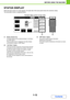 Page 531-12
BEFORE USING THE MACHINE
Contents
STATUS DISPLAY
When the base screen of a mode appears, the right side of the touch panel shows the machines status.
The information shown is explained below.
Example: Basic screen of copy mode
(1) Display selection key
The status display can be switched between Job Status 
and MFP Status.
If the job status screen is displayed, the status display 
automatically changes to MFP Status.
(2) Job Status display
This shows the first 4 print jobs in the print queue (the job...