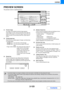 Page 2212-123
COPIER
Contents
PREVIEW SCREEN
The preview screen is explained below.
(1) Preview image
An image of the selected received image appears.
If the image is cut off, use the scroll bars at the right and 
bottom of the screen to scroll the image. Touch a bar and 
slide it to scroll. (You can also touch the   keys to 
scroll.)
(2) Change page keys
When there are multiple pages of images, use these keys 
to change pages.
  keys:  Go to the first or the last page.
  keys:  Go to the previous page or the...