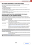 Page 4545-6
SCANNER/INTERNET FAX
Contents
SETTINGS REQUIRED IN THE WEB PAGES
To use scan mode and Internet fax mode, the basic network scanner settings, server settings such SMTP and DNS 
server settings, and sender addresses must be configured in the Web pages.
Server settings
To configure server settings, click [Network Settings] and then [Services Settings] in the Web page menu. 
(Administrator rights are required.)
Basic network scanner settings
To configure network scanner settings, click [Application...