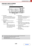 Page 5185-70
SCANNER/INTERNET FAX
Contents
PREVIEW CHECK SCREEN
This section explains the preview check screen.
(1) Preview image
A preview of the scanned original appears.
If the image is cut off, use the scroll bars at the right and 
bottom of the screen to scroll the image. Touch a bar and 
slide it to scroll. (You can also touch the   keys to 
scroll.)
(2) Change page keys
When there are multiple pages, use these keys to 
change pages.
  keys:  Go to the first or the last page.
  keys:  Go to the previous...