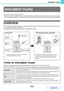 Page 5826-2
DOCUMENT FILING
Contents
This function requires the hard disk drive.
This section provides information that you should know before using the document filing function, including an overview 
of document filing, the features and functions of document filing, and points to keep in mind when using document filing.
OVERVIEW
The document filing function allows you to save the document image of a copy or image send job, or the data of a print 
job, as a file on the machines hard drive.
The stored file can...