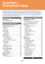 Page 6337-1
This chapter explains the system settings, which are used to configure a variety of parameters to suit the aims and 
needs of your workplace. The current selections that have been made for the settings can be viewed or printed out.
To quickly check where a setting is located in the system settings menu, see SYSTEM SETTINGS MENU (page 7-113), 
Accessing the System Settings (General) (page 7-5), or Accessing the System Settings (Administrator) (page 7-27).
For the system settings for the fax function,...