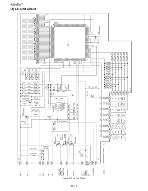 Page 34R530EWT
12 – 3
[3] LSI Unit Circuit
Figure S-3. LSI Unit Circuit 
C-10C-9C-1C-8C-12F-1F-2F-3
G1
G2
G3
G4
G5
G6
G7
G8
G9G10G11G12G13G14
C-11C-3C-4C-2
CN-C
GND
INT
VC
LED
VR
VA
OVEN LAMP
TURNTABLE
MOTOR
FAN MOTOR
BUZZERR
MICRO
NC
DOOR
SENSING
SWITCH
NC
AH SENSOR
NOTE: IF NOT SPECIFIED 1/10W
±5% CN-FD20
CN-G Q20
DTA143EAK
Q30
DTA143EAKR90
330 1w
IC-2
BA4558
CF1
CST4.00MGW
IC-1
72 37 36 1144109
108
73
R94
4.7k
R69 15k R97
15k
R41 15k R92 1.8kF R93 360kF R91
3.32kD
R96
3.57kD
R40
4.7k
R74 270k8
7
6
5 1
2
3
4...