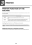 Page 3939
3
PRINTER
PRINTER FUNCTION OF THE 
MACHINE
The machine is equipped standard with a full color printing function. To enable printing from your computer, a printer 
driver must be installed.
See the table below to determine which printer driver to use in your environment.
Installing the printer driver in a Windows environment
To install the printer driver and configure settings in a Windows environment, see in the Software Setup Guide.
Installing the printer driver in a Macintosh environment
To install...
