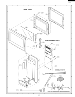 Page 47R-820JS
45
6
45
12
3
6
45
12
3 A
B
C
D
E
F
G
HA
B
C
D
E
F
G
H
5-8
5-3
5-6
5-4
5-5
5-1
5-9
3-2-45-7 5-2
6-1
6-8
6-106-7
6-93-2-1
3-2-3
3-2-2 3-2
3-1
3-3
3-3
Actual wire harness may be different from illustration.
CONTROL PANEL PARTS DOOR  PARTS
MISCELLANEOUS 