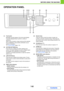 Page 491-8
BEFORE USING THE MACHINE
Contents
OPERATION PANEL
(1) Touch panel
Messages and keys appear in the touch panel display.
Touch the displayed keys to perform a variety of 
operations.
When a key is touched, a beep sounds and the selected 
item is highlighted. This provides confirmation as you 
perform an operation.
☞TOUCH PANEL (page 1-10)
(2) [SYSTEM SETTINGS] key
Press this key to display the system settings menu 
screen. The system settings are used to configure paper 
tray settings, store addresses...