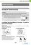 Page 1011-60
BEFORE USING THE MACHINE
Contents
This section explains how to clean the machine and replace the toner cartridges and the toner collection container.
REGULAR MAINTENANCE
To ensure that the machine continues to provide top quality performance, periodically clean the machine.
CLEANING THE DOCUMENT GLASS AND AUTOMATIC 
DOCUMENT FEEDER
If the document glass or document backplate sheet becomes dirty, the dirt will appear in the scanned image. Always 
keep these parts clean.
Wipe the parts with a clean,...