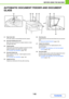 Page 471-6
BEFORE USING THE MACHINE
Contents
AUTOMATIC DOCUMENT FEEDER AND DOCUMENT 
GLASS
(1) Paper feed roller
This roller rotates to automatically feed the original.
(2) Document feeding area cover
Open this cover to remove an original misfeed or clean 
the paper feed roller.
(3) Original guides
These help ensure that the original is scanned correctly. 
Adjust the guides to the width of the original.
☞PLACING THE ORIGINAL (page 1-38)
(4) Document feeder tray
Place originals in this tray. 1-sided originals...