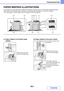 Page 7618-3
TROUBLESHOOTING
Contents
PAPER MISFEED ILLUSTRATIONS
If you require more information when reading the instructions in the touch panel, see the paper misfeed illustrations 
below. Refer to the illustration below and then go to the appropriate illustration (1 to 16) for your situation.
☞(1)-(2): page 8-3, (3)-(7): page 8-4, (8)-(13): page 8-5, (14)-(16): page 8-6
(1) Paper misfeed in the finisher (large 
stacker)
Open the top cover and 
remove the misfed paper.
(2) Paper misfeed in the punch module...