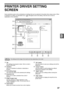 Page 3937
3
PRINTER DRIVER SETTING 
SCREEN
Some restrictions exist on the combinations of settings that can be selected in the printer driver setup screen. When 
a restriction is in effect, an information icon ( ) will appear next to the setting. Click the icon to view an 
explanation of the restriction.
Ta b
The settings are grouped on tabs. Click on a tab to 
bring it to the front.
Checkbox
Click on a checkbox to activate or deactivate a 
function.
Print setting image
This shows the effect of the selected...