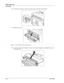 Page 1048-16User’s Guide
Offset Catch Tray
Accessories
3.Lift up the second lever from the top left corner of the back of the printer. 
4.Open the rear cover. 
NOTE:Do not touch any parts inside the printer.
5.Loosen the right and left thumb screws as shown in the diagram to uninstall the top cover 
of the paper exit. 
Downloaded From ManualsPrinter.com Manuals 