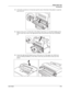 Page 107User’s Guide8-19
Offset Catch Tray
Accessories
4.Lift up the second lever (1) from the top left corner of the back of the printer to open the 
rear cover (2). 
5.Remove the screws on both sides of the Offset Catch Tray (1), and while holding up the 
Offset Catch Tray, remove the right and left tabs from the holes at the top of the printer 
(2). 
6.Fasten the right and left thumb screws of the top cover of the paper exit, which was 
removed during installation of the Offset Catch Tray, into the holes at...