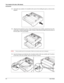 Page 928-4User’s Guide
Tray module (A4/Letter, 550 sheets)
Accessories
2.Lift up the tray module to be installed at the top level by holding the parts as shown in the 
diagram. 
3.Align the front and back corners of the top and bottom tray modules, and slowly lower the 
top module so that the guide pins at the 4 corners of the bottom module fit into the holes at 
the base plate of the top module. 
NOTE:The tray module must be lowered gently. Otherwise, the interior parts may be damaged. 
4.Insert the fasteners...