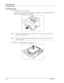 Page 12410 - 2User’s Guide
At the Paper Trays
Clearing Paper Jams
At the Paper Trays
1.Pull the paper tray out of the printer.
The paper tray must be pulled out completely. If the paper tray is pulled out halfway and 
pushed in again, the paper may be damaged. 
NOTE:If the paper is jammed inside the printer and behind the first level paper tray, pull out both the first
and the second level paper trays. 
NOTE:If the paper is jammed inside the printer and behind the second level paper tray, pull out only the...