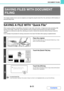 Page 6066-11
DOCUMENT FILING
Contents
This chapter explains how to save an original as an image file using the Quick File, File, and Scan to HDD functions of 
document filing mode.
SAVING A FILE WITH Quick File
When copying, printing or transmitting a document in copy mode, print mode, or image send mode (excluding USB 
memory scan mode), Quick File can be selected to save an image of the document to the Quick File folder.
The image can retrieved at a later time, allowing you to print or transmit the document...