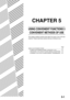 Page 675-1
CHAPTER 5
USING CONVENIENT FUNCTIONS 3
CONVENIENT METHODS OF USE
This chapter explains functions that widen the scope of use of the fax
machine. Please read those sections that are of interest to you.
Page
USING AN EXTENSION PHONE ........................................................... 5-2
OUSING AN EXTENSION PHONE TO RECEIVE A FAX ................. 5-2
ORECEIVING A FAX AFTER TALKING (MANUAL RECEPTION) ... 5-3
OSENDING A FAX AFTER TALKING (MANUAL TRANSMISSION) ....5-4
Downloaded From...