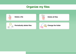 Page 35Organize my files
Delete a file
Delete all files
Periodically delete files
Change the folder
Downloaded From ManualsPrinter.com Manuals 