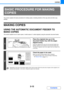 Page 1242-12
COPIER
Contents
This section explains the basic procedures for making copies, including selection of the copy ratio and other copy 
settings.
MAKING COPIES
USING THE AUTOMATIC DOCUMENT FEEDER TO 
MAKE COPIES
This section explains how to make copies (1-sided copies of 1-sided originals) using the automatic document feeder.
BASIC PROCEDURE FOR MAKING 
COPIES
1
Place the originals face up in the 
document feeder tray with the edges 
aligned evenly.
Insert the originals all the way into the document...