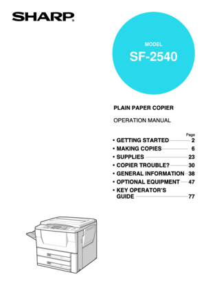 Page 1MODEL
SF-2540
Downloaded From ManualsPrinter.com Manuals 