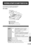 Page 5149
OPTIONAL
EQUIPMENT
REVERSING AUTOMATIC DOCUMENT FEEDER (SF-A58)
The reversing automatic document feeder (RADF) will handle A5 to
A3 (5-1/2 x 8-1/2 to 11 x 17) originals. Two-sided originals can be
copied automatically without having to manually turn them over.
PART NAMES
RADF (SF-A58)
Document feeder indicators
Original feed indicator
Indicates the originals in the tray will be fed.
Original reminder
Indicates an original is still on the document glass.
Feeding roller cover
Original guides
Document...