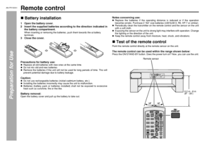 Page 18AN-PR1500H_EN.fm 06/3/14
TINSEA127AWZZ
18
AN-PR1500H_EN.fm 06/3/14
AN-PR1500H
TINSEA127AWZZ
Preparation for Use
Remote control