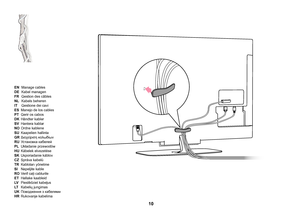 Page 10 10
EN Manage cables
DE Kabel managen
FR  Gestion des câbles
NL Kabels beheren
IT Gestione dei cavi
ES  Manejo de los cables
PT  Gerir os cabos
DK Håndter kabler
SV Hantera kablar
NO Ordne kablene
SU Kaapelien hallinta
GR Διαχείριση καλωδίων
RU Установка кабелей
PL Układanie przewodów
HU Kábelek elvezetése
SK Usporiadanie káblov
CZ Správa kabelů
TR Kabloları yönetme
SI Napeljite kable
RO Verif caţi cablurile
ET Hallake kaableid
LV  Pieslēdziet kabeļus
LT  Kabelių jungimas
UK Поводження з кабелями
HR...