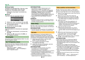 Page 6563
Net TV
 
E Erneut laden
Aktualisiert die angezeigte Seite. Falls beim Laden 
der Seite ein Fehler auftritt, führen Sie diese 
Funktion aus, um die Seite erneut zu laden.
Wählen Sie „Erneut laden“ und drücken Sie 
dann ;.
 
E
Zoom
Passt die Größe der angezeigten Seite an.
Zoom[100] 20 400
 Einstellen Beenden
 
1Wählen Sie „Zoom“ und drücken Sie dann ;.
 
2Passen Sie durch Drücken von c/d die Größe 
der angezeigten Seite an.
 
3Drücken Sie zum Beenden >.
 
E
Sicherheitsinfo
Zeigt Informationen zur...