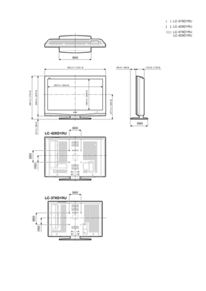 Page 39
200.0
200.0
200.0
115.0
200.0
200.0
115.0
540.0
( 920.0 )
/ [
1031.0 ]
(99.9 ) / [95.9] (120.9) / [139.5]
(823.0 ) / [933.0]
(377.0 ) / [420.5]
(57.0 ) / [58.0]
(657.0 ) / [733.0]
(600.0 ) / [675.0]
(464.0 ) / [526.0]
(    ) : LC-37XD1RU
[    ] : LC-42XD1RU
       : LC-37XD1RU
  LC-42XD1RU
LC-42XD1RU
LC-37XD1RU
c o ve rR 3_42X D 1E .in dd   1coverR3_42XD1E.indd   12 006/1 0/2 7   1 0:5 7:0 62006/10/27   10:57:06
 