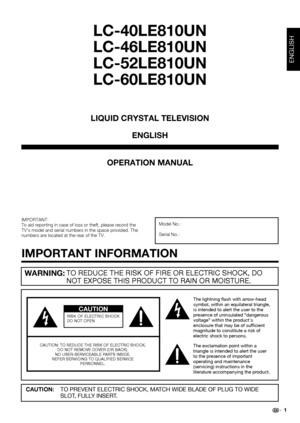 Page 3TO REDUCE THE RISK OF FIRE OR ELECTRIC SHOCK, DO 
NOT EXPOSE THIS PRODUCT TO RAIN OR MOISTURE.WARNING: 
The lightning ﬂash with arrow-head 
symbol, within an equilateral triangle, 
is intended to alert the user to the 
presence of uninsulated “dangerous 
voltage” within the products 
enclosure that may be of sufﬁcient 
magnitude to constitute a risk of 
electric shock to persons.
The exclamation point within a 
triangle is intended to alert the user 
to the presence of important 
operating and...