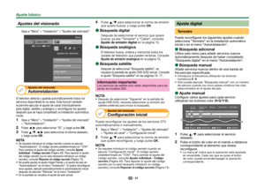 Page 3937
 Ajustes del visionado
Vaya a “Menú” > “Instalación” > “Ajustes del visiona\
do”
Instalación
Inicio rápido Autoinstalación Ajustes del visionado
Ajustes de canal
Lista CAN
:Atrás:Introducir
Menú
Ajuste individual
Ajustes del visionado
 Autoinstalación
El televisor detecta y guarda automáticamente todos los 
servicios disponibles en su área. Esta función también 
le permite ejecutar el ajuste de canal individualmente 
para digital, satélite y analógico y reconfigurar los ajustes 
después que se haya...