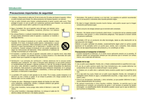 Page 42
IntroducciónPrecauciones importantes de seguridadLimpieza—Desconecte el cable de CA de la toma de CA antes de limpiar \
el aparato. Utilice 
un paño húmedo para limpiar. No utilice productos de limpieza líquidos o en aerosol.Use un paño húmedo para limpiar cuidadosamente el panel cuando est\
é sucio. Para 
proteger el panel, no use un paño con sustancias químicas para limpi\
arlo. Las sustancias 
químicas pueden causar daño o grietas en la caja del televisor.Agua y humedad—No use el aparato cerca del...