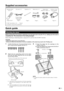 Page 5
 3
Supplied accessories
Remote control unit ( g1) AC cord (
g1)
Pages 6 and 7 Product shape 
varies in some  countries.Page 4
•  “AAA” size battery ( g2)..........Page 6 Cable clamp (Small
g2, Large 
g1)
Page 4
Cable tie (
g1)
Page 4
3 RCA to 15-pin  D-sub adapter  (g 1)
Page 10
•  Operation manual (This publication)
 Quick guide
Stand unit ( g1)
Page 3
Attaching the stand
Before attaching (or detaching) stand, unplug the AC cord from the AC \
INPUT terminal.
CAUTION
•  Attach the stand in the correct...