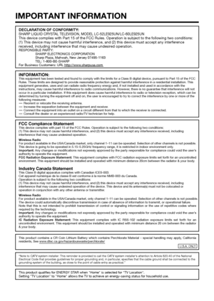 Page 4This product contains a CR Coin Lithium Battery which contains Perchlorate Material – special handling may apply, California 
residents, See www.dtsc.ca.gov/hazardouswaste/perchlorate/
INFORMATION:This equipment has been tested and found to comply with the limits for a Class B digital device, pursuant to Part 15 of the FCC 
Rules. These limits are designed to provide reasonable protection against harmful interference in a residential installation. This 
equipment generates, uses and can radiate radio...