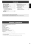 Page 9ENGLISH
7E
Contents
IMPORTANT INFORMATION ............................................1
DEAR SHARP CUSTOMER  ..............................................3
SAFETY PRECAUTIONS  ..................................................3
TIPS AND SAFETY INSTRUCTIONS  ............................... 5
MOUNTING PRECAUTIONS  ............................................6
Supplied Components  .....................................................7
Connecting Peripheral Equipment  ................................. 8...