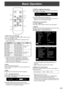 Page 33E
Basic Operation
1 
2  3 
4 
5 
6 
7 
8
1. INPUT (Input mode selection)
The menu is displayed. Press 
 or  to select the input 
mode, and press 
 to enter.
*  You can select the input terminal by pressing the input 
switch of the monitor.
Input mode VideoAudio
PC1 DVI-D
*1PC1 input terminal
PC audio input 
terminal
PC2 HDMI
*2PC2 input terminal
PC3 D-SUB PC3 input terminal
PC4 RGB
*3PC4 input terminals
AV1 DVI-D
*1AV1 input terminal
AV audio input 
terminals
AV2 HDMI
*2AV2 input terminal
AV3 COMPONENT...