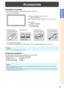 Page 11
9
Introduction

Accessories
n Supplied accessories
If any component should be missing, please contact your dealer.
 Liquid Crystal Display: 
 
Power cord (Approx. 6 feet [.8 m]): 
  
 
R-6 battery (“AA” size, UM/SUM-3, HP-7 or similar): 
 
  
CD-ROM: 
  
 
Operation manual: 
  
 Remote control:   Setup stand:   Cable clamp:   Power cord clamp: 
     <
LHLDWA73WJKZ> 
*  For environmental protection!
  Do not dispose of batteries in household...