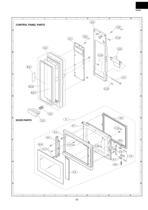 Page 45R-9H56
43
6
45
12
3
6
45
12
3 A
B
C
D
E
F
G
HA
B
C
D
E
F
G
H
CONTROL PANEL PARTS
5-1
5-10
7-17
5-55-3
7-25
5-2
7-2
5-7
5-85-9 5-6
7-18  
7-19x3
7-17
5
x6
5-4x3DOOR PARTS
3-2
3-13-8
3-5
3-9
3-6
3-7
7-10
6-8
3-3
3-4
7-10
7-10
3-2-1
x 3x 4
3-2-2 