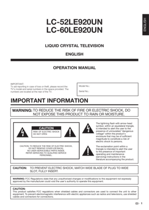 Page 3TO REDUCE THE RISK OF FIRE OR ELECTRIC SHOCK, DO 
NOT EXPOSE THIS PRODUCT TO RAIN OR MOISTURE.WARNING: 
The lightning ﬂash with arrow-head 
symbol, within an equilateral triangle, 
is intended to alert the user to the 
presence of uninsulated “dangerous 
voltage” within the product's 
enclosure that may be of sufﬁcient 
magnitude to constitute a risk of 
electric shock to persons.
The exclamation point within a 
triangle is intended to alert the user 
to the presence of important 
operating and...