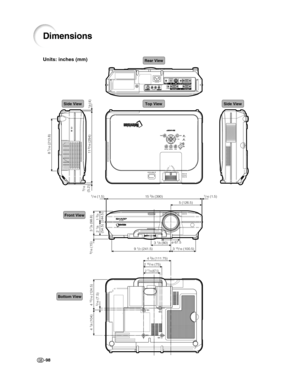 Page 100-98
Dimensions
Side ViewSide ViewTop View
Rear View
Front View
Bottom View
315/16 (100.5) 91/2 (241.5)15
3/8 (390)
5 (126.5)1/16 (1.5)1/16 (1.5)
3
1/8 (80)ø 67.5
4
3/8 (111.75)
2
15/16 (75)
M4
M4
M4
M4
211/16(67.5)
415/16 (124.5)
5/16 (7.5)3
 7/8 (98.8)8
 7/16 (213.8)
11 9/16 (294)
3/16(5.2)
1/8(4)
9/16 (15)
2
1/8
(54.5)1
3/4
(44.5) 4
1/8 (104)
Units: inches (mm) 