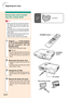 Page 90Lamp
unitAN-C55LP
User service screw
Removing and Install-
ing the Lamp Unit
Info
•Make sure that you remove the lamp by
the handle. Do not touch the glass sur-
face of the lamp unit or the inside of the
projector.
•To avoid injury to yourself and damage
to the lamp, ensure to carefully follow the
steps below.
•Do not loosen other screws except for the
lamp unit cover and lamp unit.
(Only the silver screws are loosened).
1Press STANDBY on the projector
or 
 on the remote control to
put the projector into...