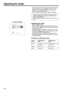 Page 25E-25
¥ The projectorÕs audio is factory preset to the standard
setting. However, you can adjust it to suit your own
preference with the ADJUSTMENT buttons on the
projector or the remote control.
¥ You can adjust the BALANCE, TREBLE and BASS.
Adjusting the Audio
¥ To return to the factory preset mode, press the AD-
JUSTMENT Ä/¶ buttons to select ÒRESETÓ, then
press the ENTER button.
¥ Press the MENU button to select the normal screen
mode.
Adjusting the Audio
¥ Press the MENU button.
Select ÒAUDIOÓ with...