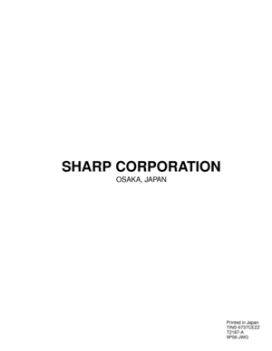Page 66E-65
Appendix
SHARP CORPORATION
OSAKA, JAPAN
Printed in Japan
TINS-
6737CEZZ
T2187-
A
9P06-
JWG 